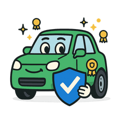 Professional car with safety badge and shield